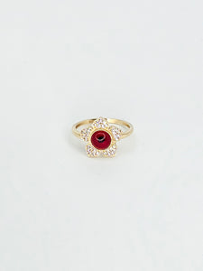14K Gold Ring - Evil Eye Flower