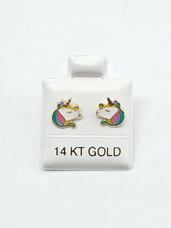 14K Gold Earrings - Unicorn