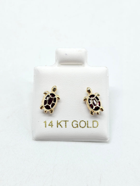 14K Gold Earrings - Turtle