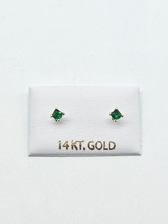 14K Gold Earrings - Square Stud