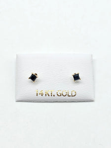 14K Gold Earrings - Square Stud