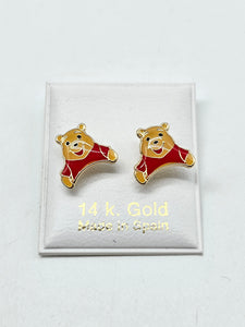 14K Gold Earrings - Winnie-the-Pooh