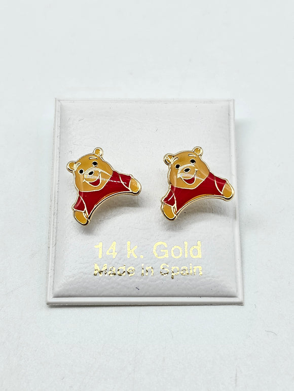 14K Gold Earrings - Winnie-the-Pooh