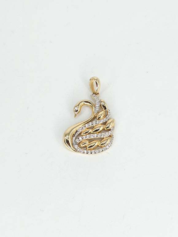 14k Gold Pendant - Swan