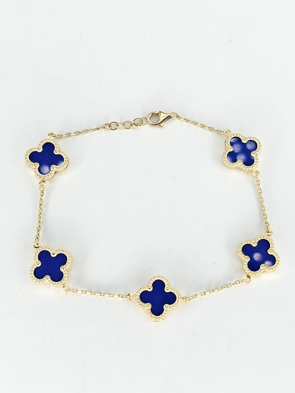 14k Gold Bracelet - Blue Flower