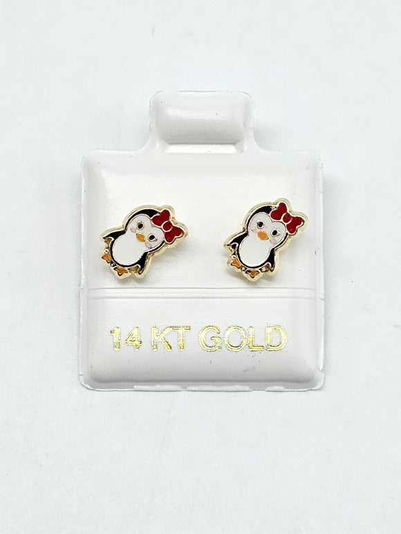 14K Gold Earrings - Penguin