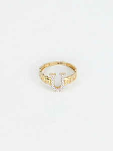 14k Gold Ring - Initial Letter "U"