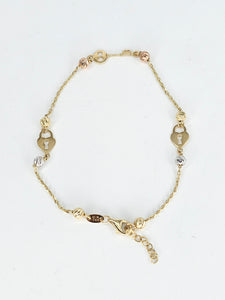 14k Gold Bracelet - Heart lock w/Key