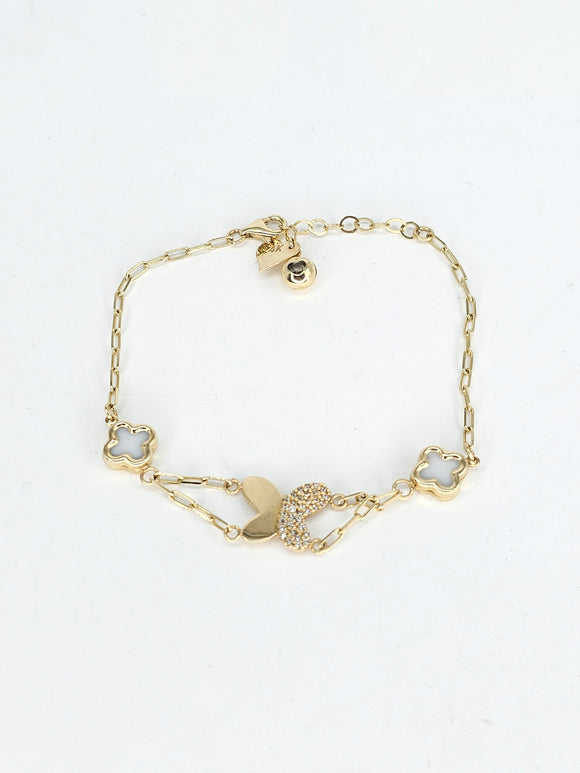 14k Gold Bracelet - Butterfly w/Flower