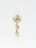 14k Gold Pendant - Heart Mom w/ Baby Feet