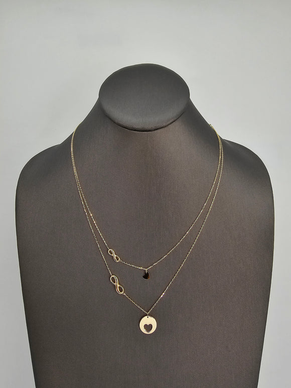 14k Gold Necklace - Heart and Infinity