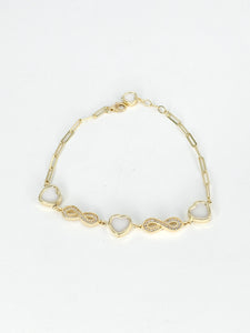 14k Gold Bracelet - Heart & Infinity