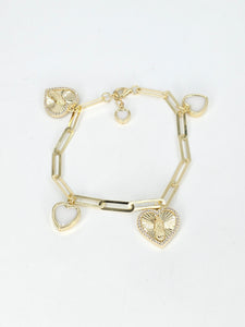 14k Gold Bracelet - Heart & Virgin Mary