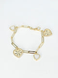 14k Gold Bracelet - Heart & Virgin Mary