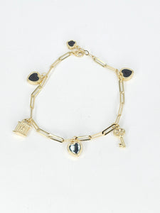 14k Gold Bracelet - Heart w/lock & Key