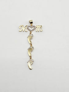 14k Gold Pendant - Mom w/Baby Feet