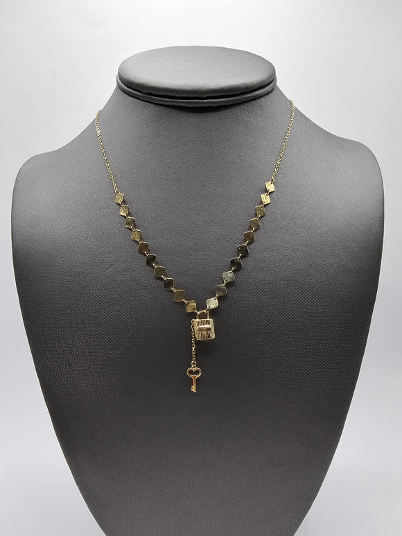 14k Gold Necklace - Lock w/Key