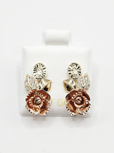 14K Gold Earrings - Rose w/Virgin Marry