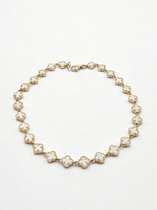 14k Gold Bracelet - White Clover