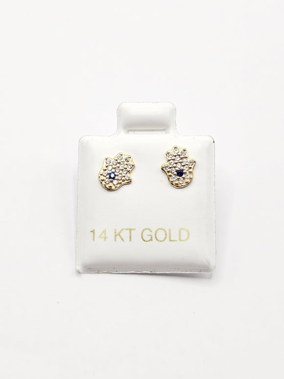 14K Gold Earrings - Hamsa Hand