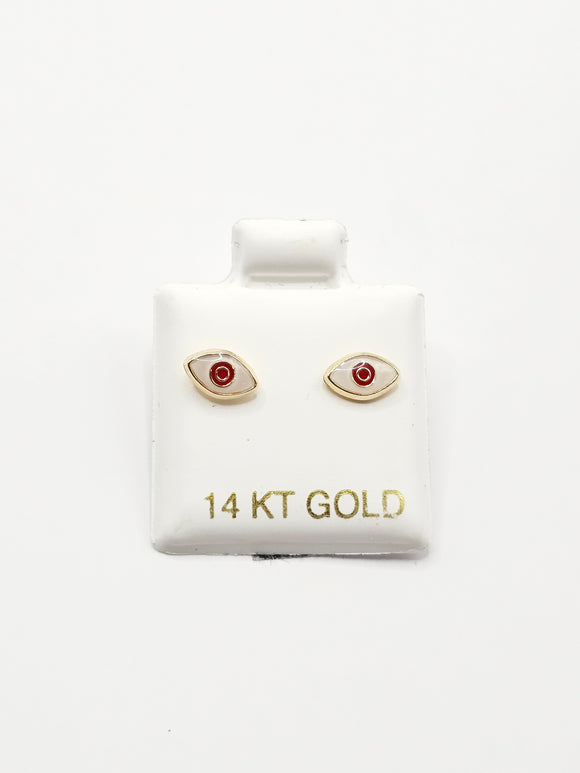14K Gold Earrings - Evil Eye