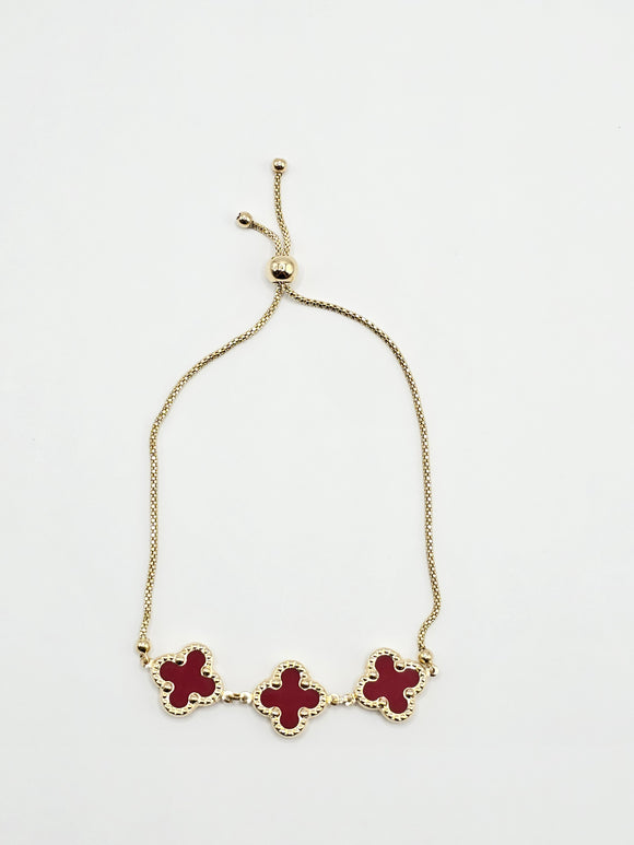 14k Gold Bracelet - Red Clover