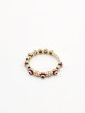 14K Gold Ring - Red Evil Eyes