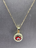 14k Gold Necklace - Evil Eye