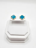 14K Gold Earrings - Turquoise Clover