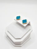 14K Gold Earrings - Turquoise Clover