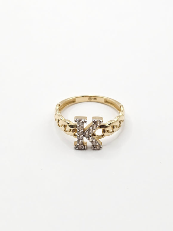 14K Gold Ring - Initial Letter K