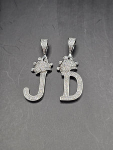 Sterling Silver 925 Pendant - Initial Letters w/Crown