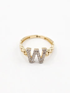 14K Gold Ring - Initial Letter "W"