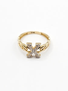 14K Gold Ring - Initial Letter "X"