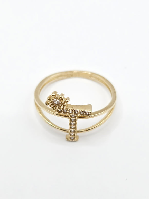 14K Gold Ring - Initial Letter w/Crown 