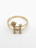 14K Gold Ring - Initial Letter w/Crown "H"