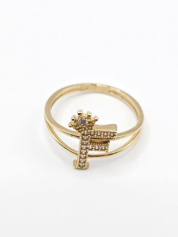 14K Gold Ring - Initial Letter w/Crown 