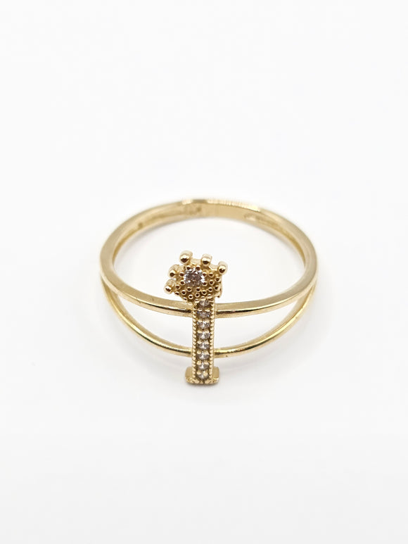 14K Gold Ring - Initial Letter w/Crown 