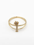 14K Gold Ring - Initial Letter w/Crown "I"