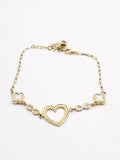 14k Gold Bracelet - Heart w/Infinity & Clover