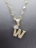 *Special Set* 14k Gold Chain w/pendant - Initial Letter W