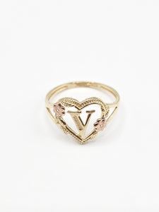 14K Gold Ring - Initial Letter V