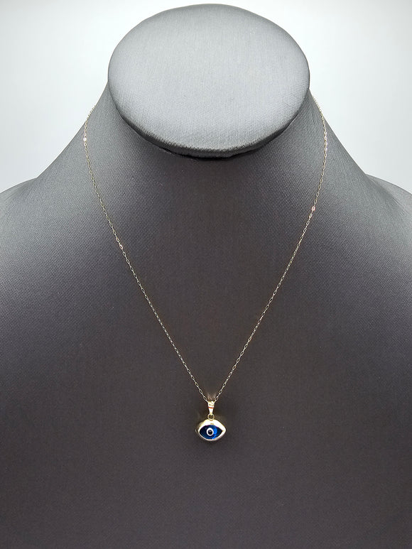 14k Gold Necklace - Blue Evil Eye