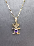 *Special Set* 14k Gold Chain w/pendant - Girl Birthstone (February)