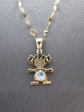 *Special Set* 14k Gold Chain w/pendant - Girl Birthstone (April)