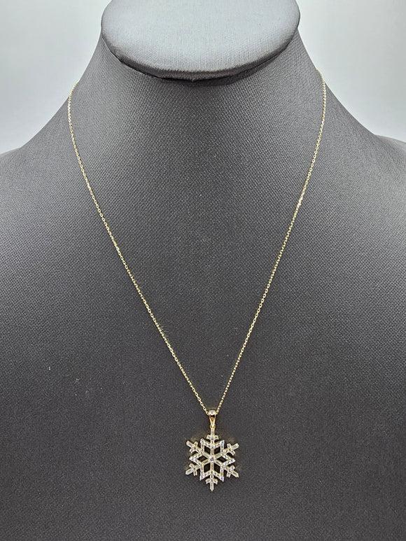 14k Gold Necklace - Snowflake