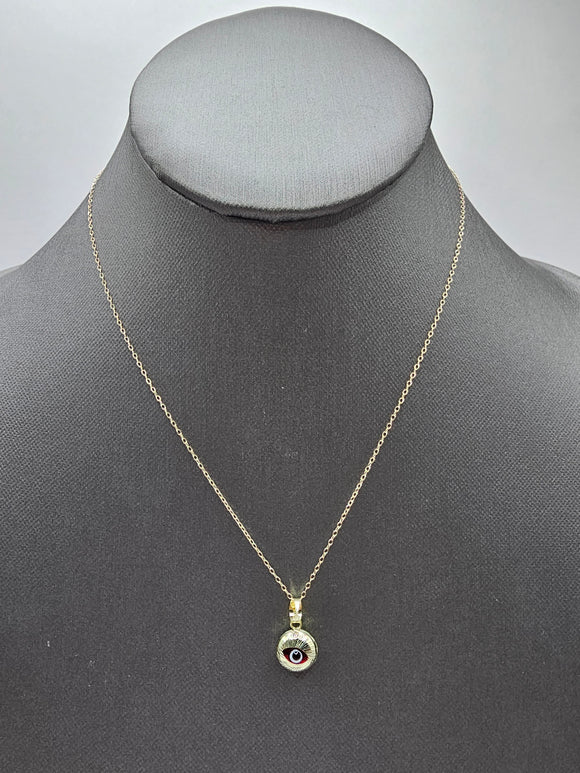 14k Gold Necklace - Red Evil Eye