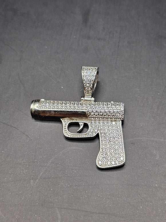 Sterling Silver 925 Pendant - Gun