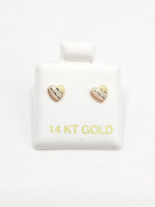 14K Gold Earrings - Multi-Color Heart