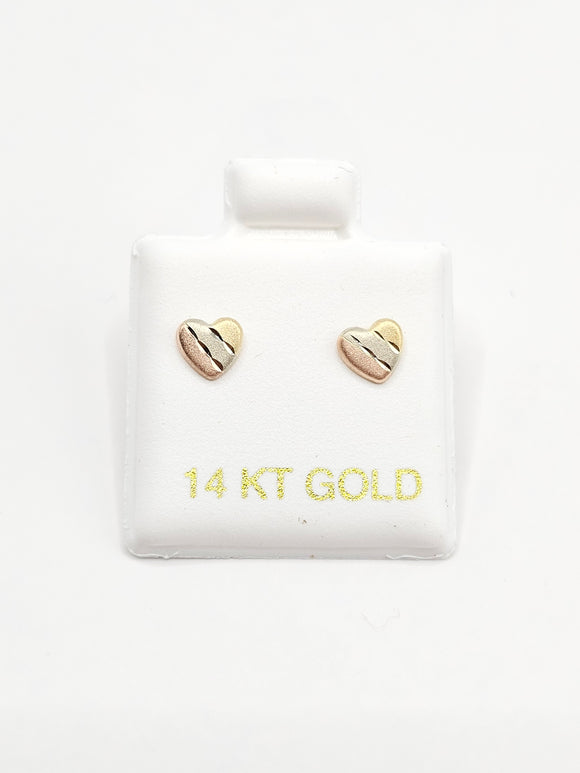 14K Gold Earrings - Multi-Color Heart